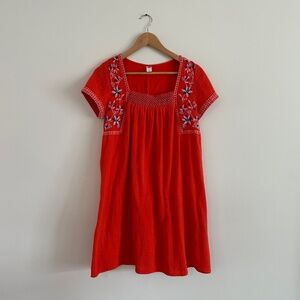 2/$40 Old Navy | Women’s Cotton Short Sleeve Dress Coral with Embroidery Detail